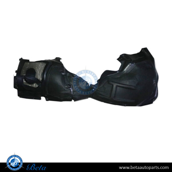 Tesla Model S (2017-2021), Front Wheel Fender Liner Flannel (Left), China, 1063693-00-D, 1063693-00-A, 1063693-00-B