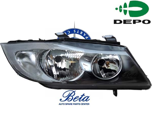 BMW 3 Series E90 (2005-2008), Headlamp - Black (Right), Depo, 6942722