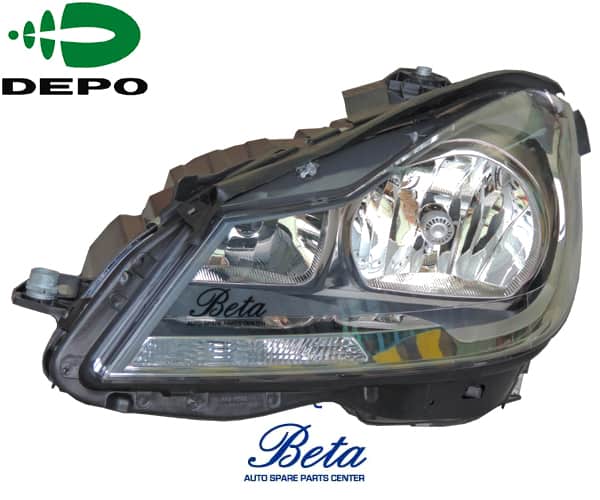 Mercedes C-Class W204 (2011-2014), Headlamp Normal - Black (Left), Depo, 2048209559