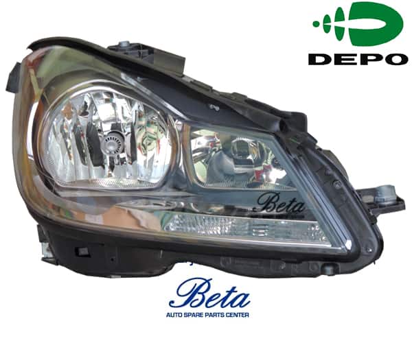 Mercedes C-Class W204 (2011-2014), Headlamp Normal - Black (Right), Depo, 2048209659