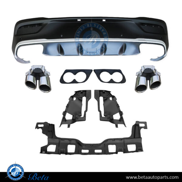 Mercedes GLE-Class Coupe C167 (2019-Up), Rear Diffuser AMG GLE53 with Exhaust Tips (Silver), China, 1678851507