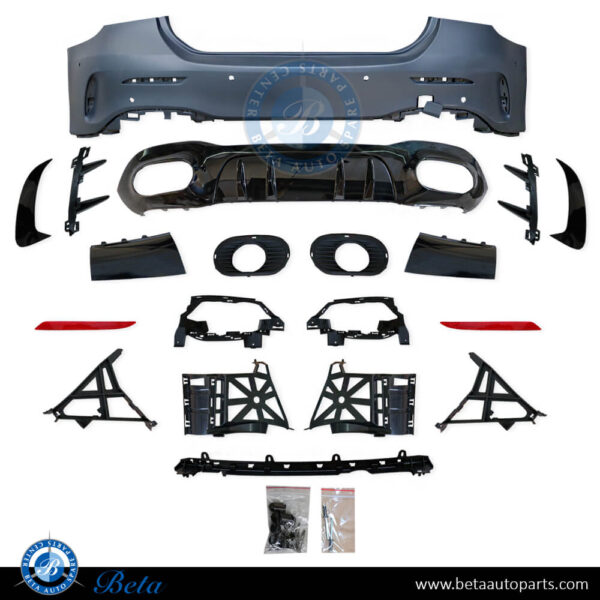 1778800002-mercedes-a-class-w177-rear-bumper-assembly-amg-a35-sedan-with-park-assist-taiwan-parts-1.jpg Mercedes A-Class Sedan W177 (2019-2022), Rear Bumper AMG A35 with Park Assist, Taiwan
