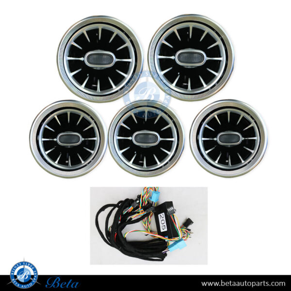 2058304504-2058304504-mercedes-c-class-glc-class-w205-w253-c253-front-fresh-a-c-air-grille-64-color.jpg Mercedes C-Class / GLC-Class W205 / W253 (2019-2021), Front Fresh A/C Air Grille 64 Colors for Cars with Ambient Lighting, China, 2058300301, 2058303900, 2058304000