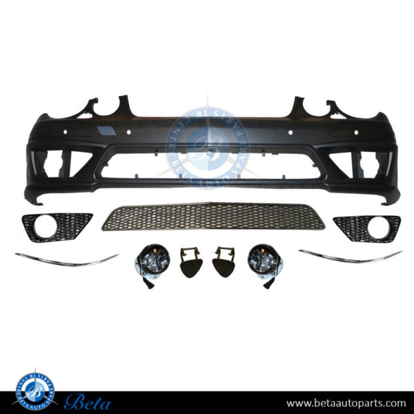 2118853725-mercedes-e-class-w211-front-bumper-assembly-amg-e63-look-with-pdc-and-washer-plastic-mesh.jpg Mercedes E-Class W211 (2006-2009), Front Bumper AMG E63 Look with PDC with Washer (Plastic Mesh), Taiwan