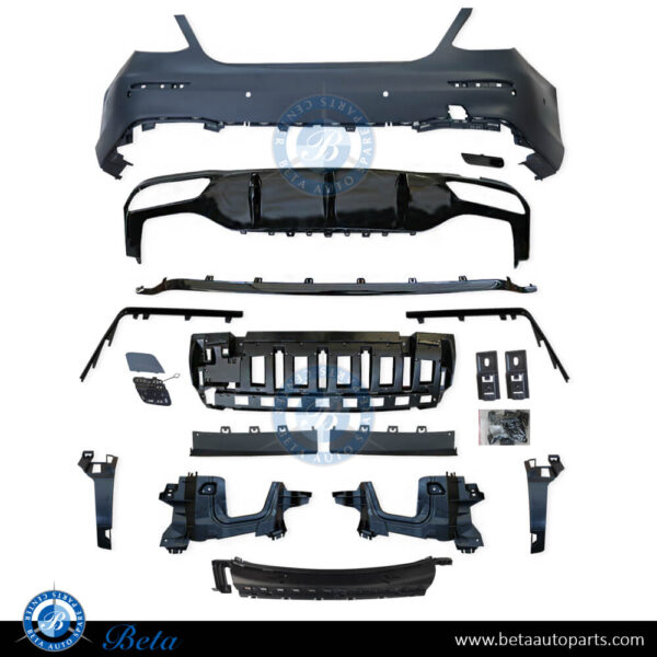 2138850801-mercedes-e-class-w213-rear-bumper-assembly-with-pdc-amg-e63-taiwan-parts-1.jpg Mercedes E-Class W213 (2017-2020), Rear Bumper AMG E63 with PDC (Gloss Black), Taiwan