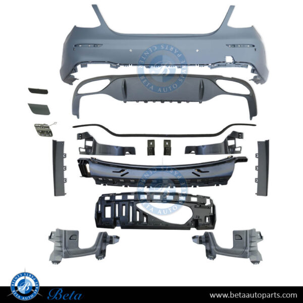 2138850801-mercedes-e-class-w213-rear-bumper-assembly-with-pdc-normal-amg-china-parts-1.jpg Mercedes E-Class W213 (2017-2020), Rear Bumper Normal AMG with PDC (Gloss Black), Taiwan