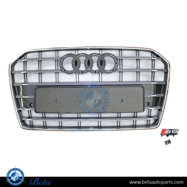 4G0853651BT-audi-a6-grille-s6-look-black-and-chrome.jpg Audi A6 (2015-2018), Radiator Grille S6 Look (Black and Chrome), China, 4G0853651BT