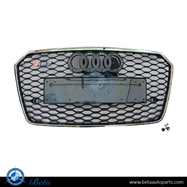 4G8853651E-audi-a7-grille-rs7-look-all-black-china-spare-parts-1.jpg Audi A7 (2015-2018), Radiator Grille RS7 Look (Black and Chrome), China, 4G8853651E