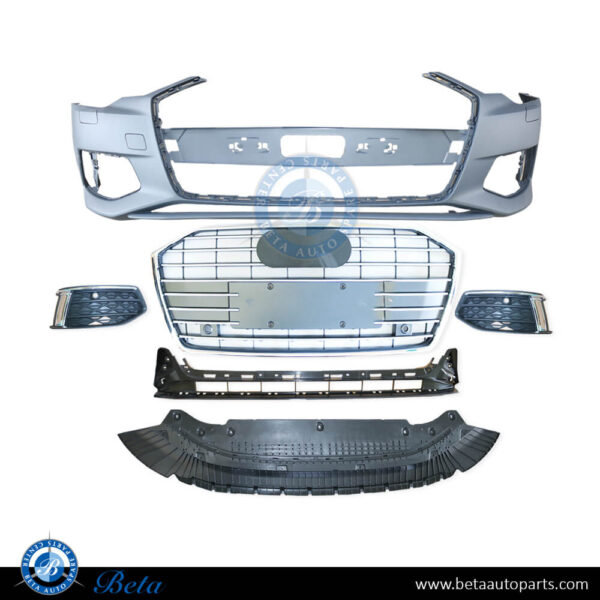4K0807065A-audi-a6-front-bumper-assembly-with-pdc-china-spare-parts-1.jpg Audi A6 (2019-Up), Front Bumper with PDC, China, 4K0807065A