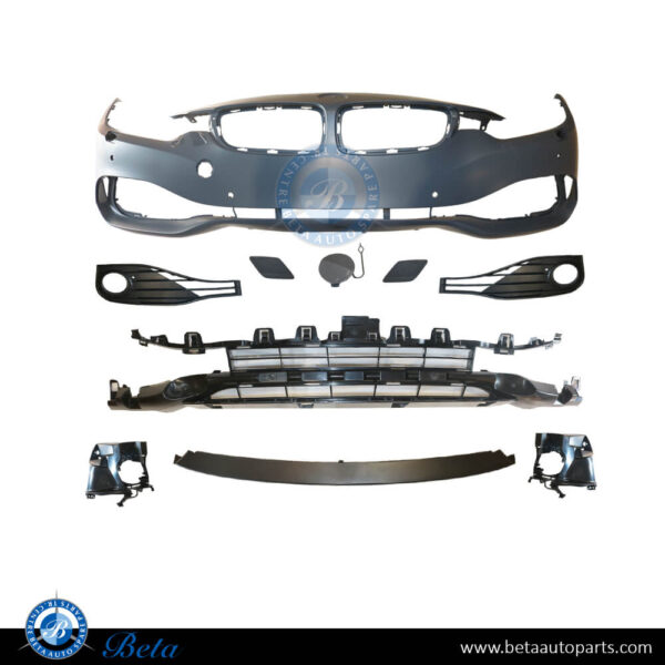 BMW 4 Series F32 / F36 (2014-2020), Front Bumper with PDC / Washer (Lines), China, 51117363275 / 51117363272