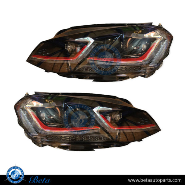 Volkswagen Golf 7 (2013-2016), Headlamp Upgrade to 7.5 Full LED GTI Look (Red), China, 5G1941005E / 5G1941006E