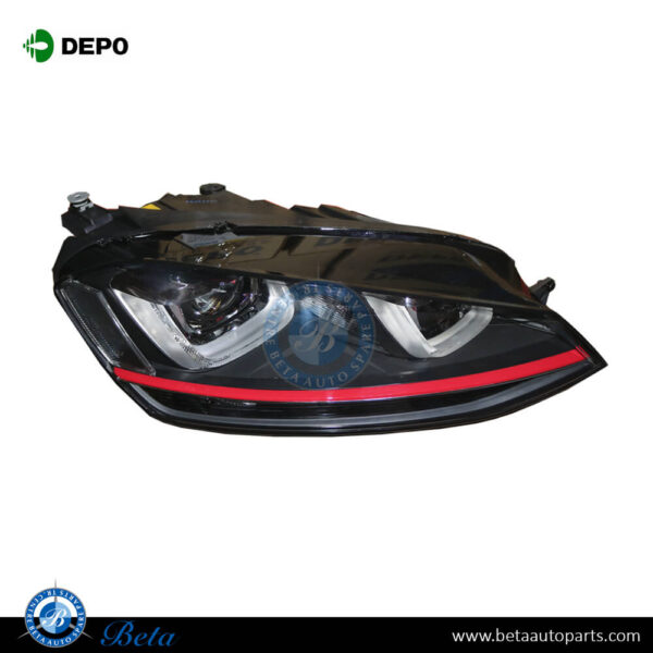 Volkswagen Golf 7 GTI (2023-2016), Headlamp Xenon - Black (Right), Depo, 5G1941754A