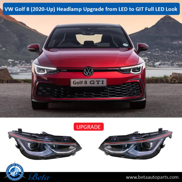 Volkswagen Golf 8 (2020 -Up), Headlamp Upgrade From LED to GTI Full LED Look (Red), China, 5H1941029 / 5H1941030