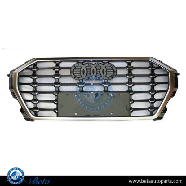 83A853651BRN4-audi-q3-s-line-radiator-grille.jpg Audi Q3 Standard / S-Line (2019-Up), Radiator Grille (Black and Chrome), China, 83A853651BRN4