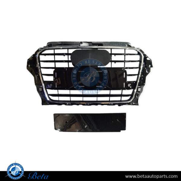 Audi A3 (2013-2016), Radiator Grille with PDC (Gloss Black), China, 8V5853651HT94