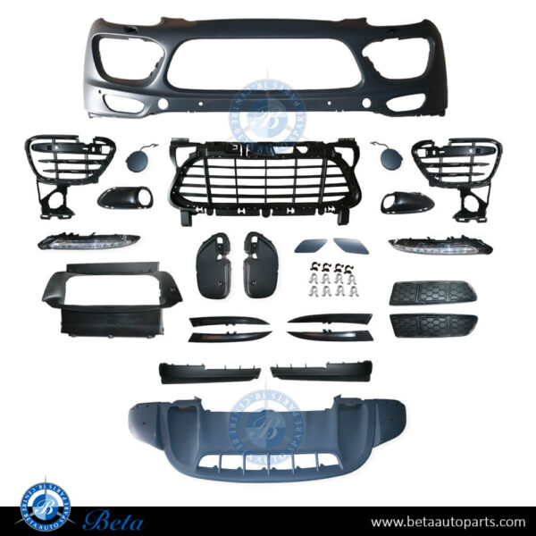 Porsche Cayenne GTS / Turbo (2011-2014), Front Bumper  with Park Assist / Washer / DRL, Taiwan, 95850522141
