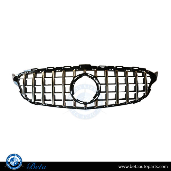 FS205025-mercedes-c-class-w205-grille-gt-look-2019.jpg Mercedes C-Class W205 (2019-2021), Radiator Grille GT Look without Camera Hole (Black and Chrome), China