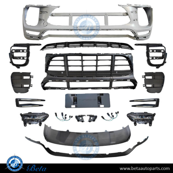 MACAN-TURBO-FRONT-BUMPER.jpg Porsche Macan (2014-2018), Front Bumper Assy Turbo with DRL with Fog Lamp, China, 95B807221EG2X