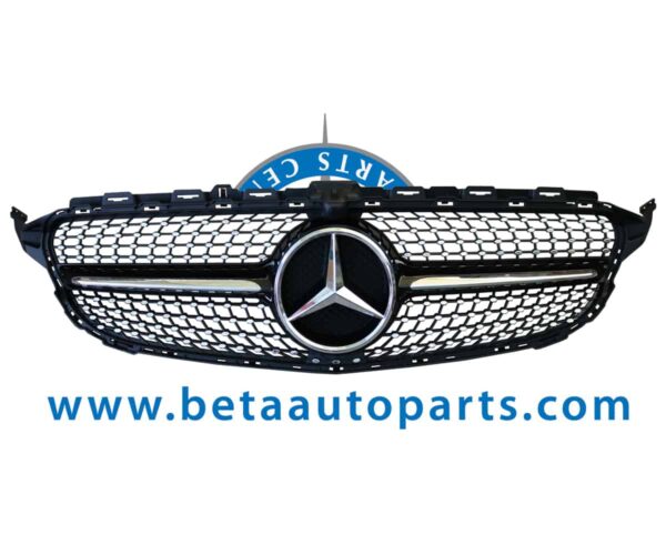 W205-GRILL-DIAMOND-STYLE-WITH-CAMERA-2058881760-FROM-TAIWAN.jpg Mercedes C-Class W205 (2015-2018), Radiator Grille Diamond Look with Camera Hole (Black and Chrome), China, 2058881760