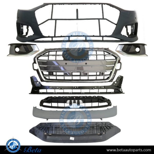 Audi A4 (2020-Up), Front Bumper with PDC / Park Assist / Washer, China, 8W0807065BD