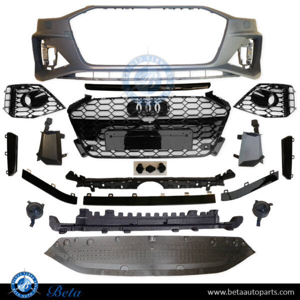 Audi A4 (2020-Up), Front Bumper RS4  Look with PDC / Park Assist, China, 8W0807065BK