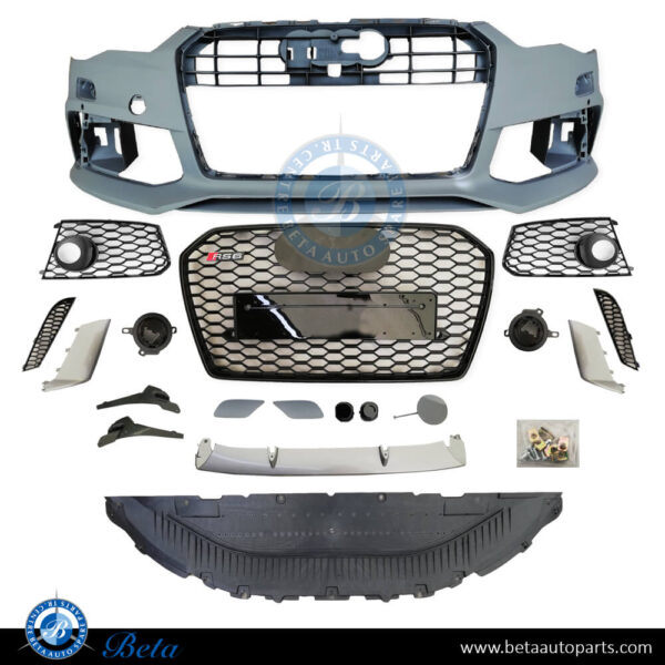 audi-a6-rs6-look-front-bumper-assembly.jpg Audi A6 (2015-2018), Front Bumper RS6 Look with PDC with Washer, China, 4G0807065AL