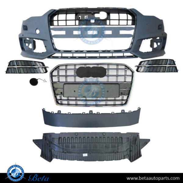 audi-a6-s-line-front-bumper.jpg Audi A6 S-Line (2015-2018), Front Bumper with PDC with Washer, China, 4G0807065AF / 4G0807065AC