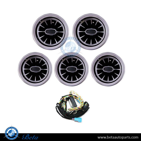 mercedes-c-class-glc-class-fresh-ac-air-grille-64-colors.jpg Mercedes C-Class / GLC-Class W205 / W253 / C253 (2015-2019), Front Fresh AC Air Grille Set 64 Colors, China, 2058300301 / 2058303900 / 2058304000