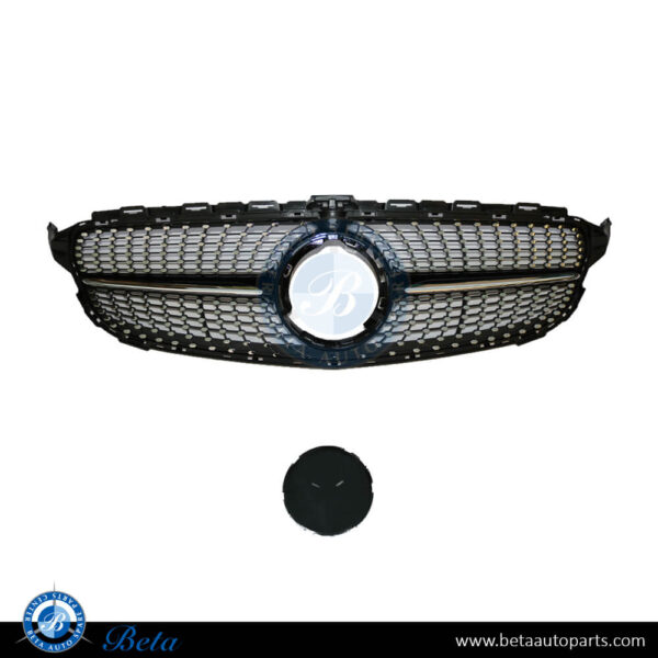 mercedes-c-class-w205-grille-amg-diamond-look-with-camera-hole-black-and-chrome-for-2019-up-models-2058881760-spare-parts-1.jpg Mercedes C-Class W205 (2019-2021), Radiator Grille Diamond Look with Camera Hole (Black and Chrome), China, 2058881760