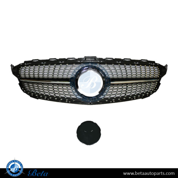 Mercedes C-Class W205 (2019-2021), Radiator Grille AMG Diamond Look without Camera Hole (Black and Chrome), China, 2058881260