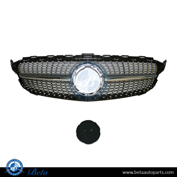 mercedes-c-class-w205-grille-amg-diamond-look-without-camera-hole-silver-for-2019-up-models-2058881260-spare-parts-1.jpg Mercedes C-Class W205 (2019-2021), Radiator Grille AMG Diamond Look without Camera Hole (Silver), China, 2058881260