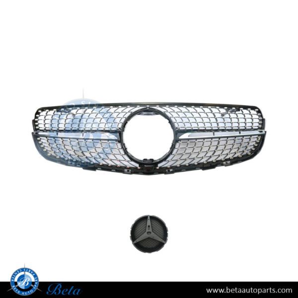 Mercedes GLC-Class W253 / C253 (2016-2019), Radiator Grille Diamond Look with Camera Hole (Black and Chrome), China, 2538880100